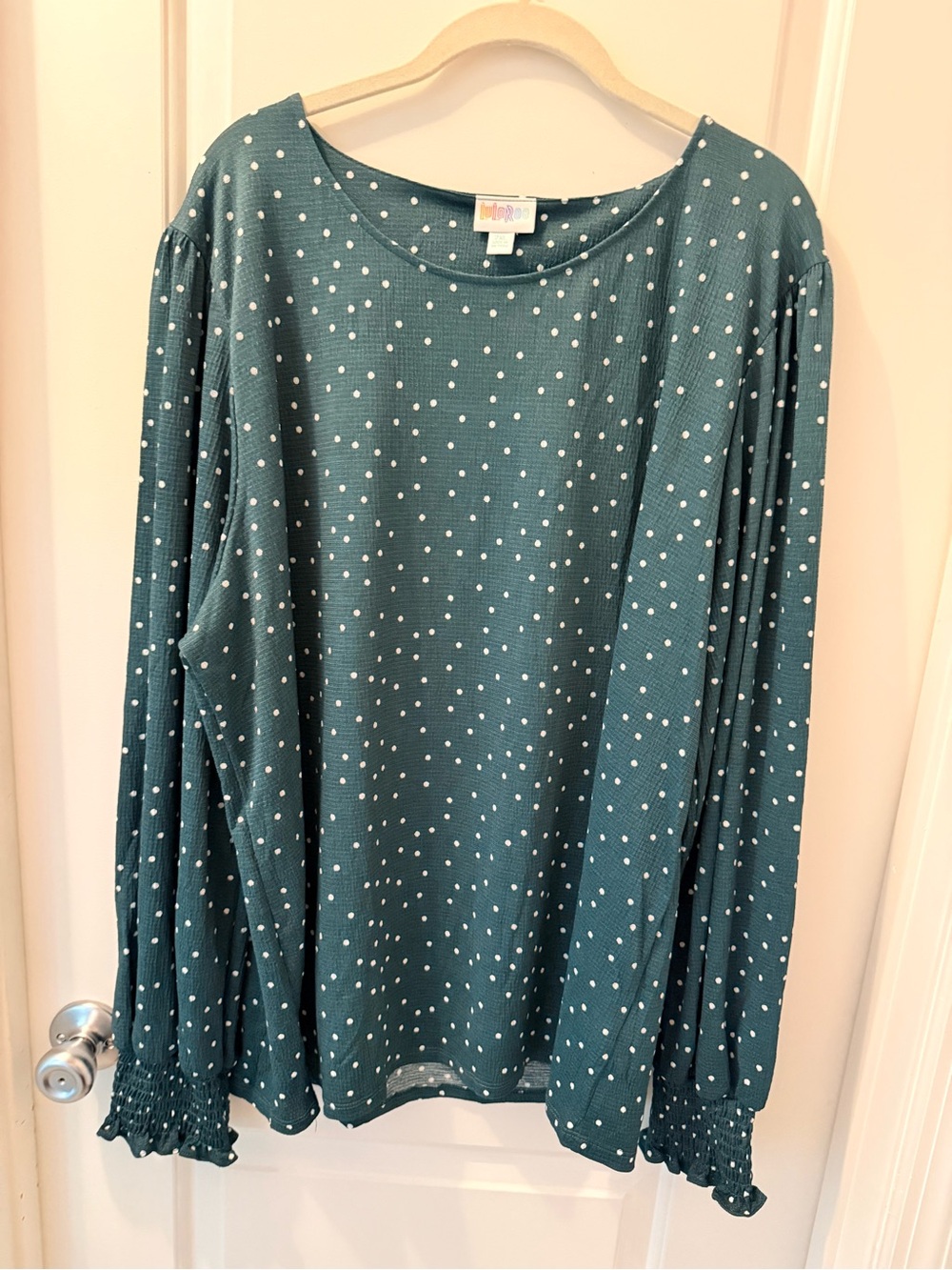 LuLaRoe Teal Polka Dot Top